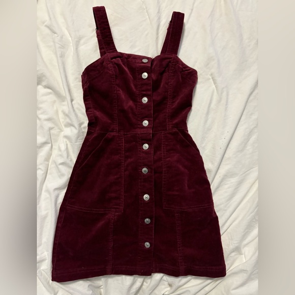 Burgundy Overall Dress - Picture 1 of 4